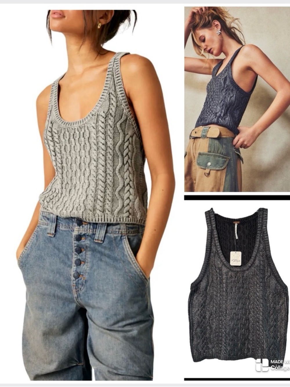 Free People NWT High Tide Cable Knit sweater tank